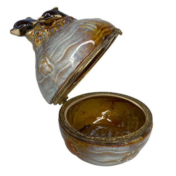 Trinket Box Jewelry Dish Pottery Dolphin - Picture 7 of 12
